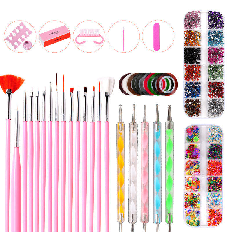 Hot Nail Art Tools Set File Nail Dust Brush