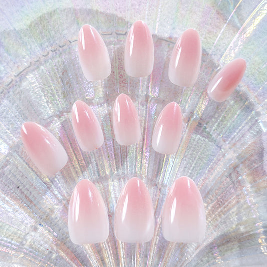 Short Almond Stick False Nails Set Elegant Fade False