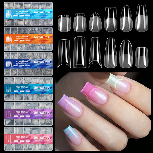 600pcs Super Short Almond Full Cover Sculpted Soft Gel